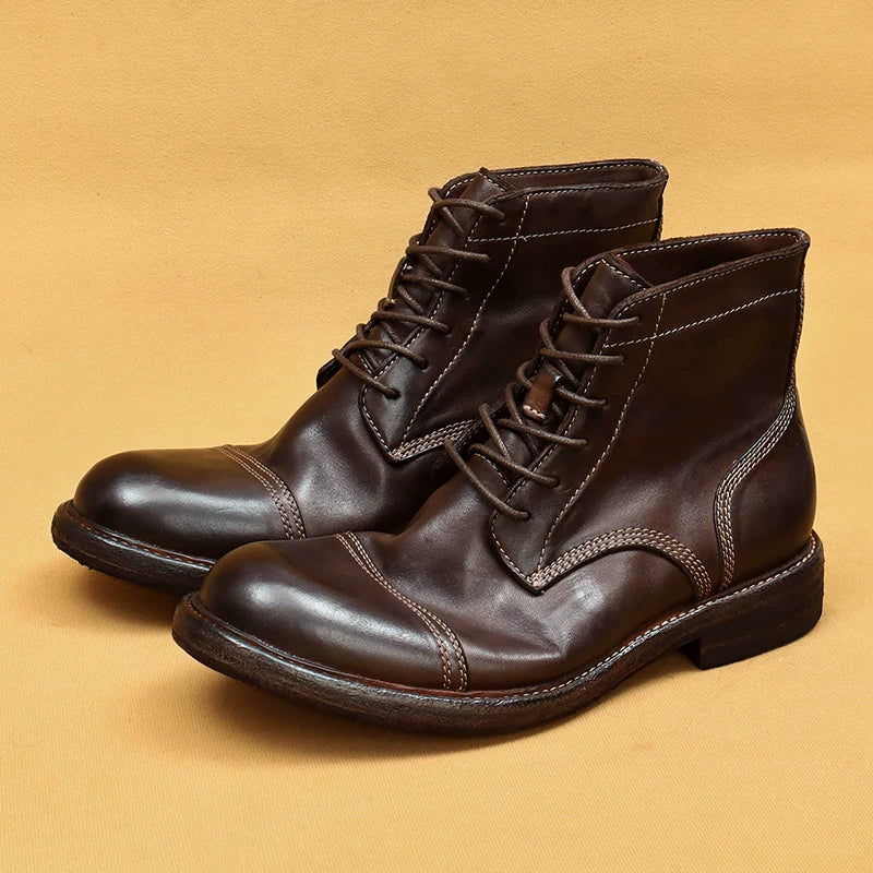 Men's Genuine Leather Martin Boots, Handmade, British Style