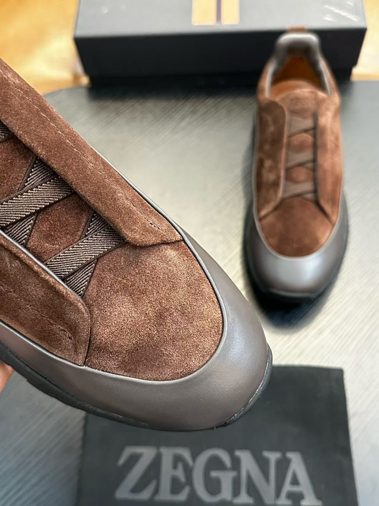 Cross-border zz men's suede casual shoes outdoor sports shoes cross elastic band thick sole light sole low ankle shoes men