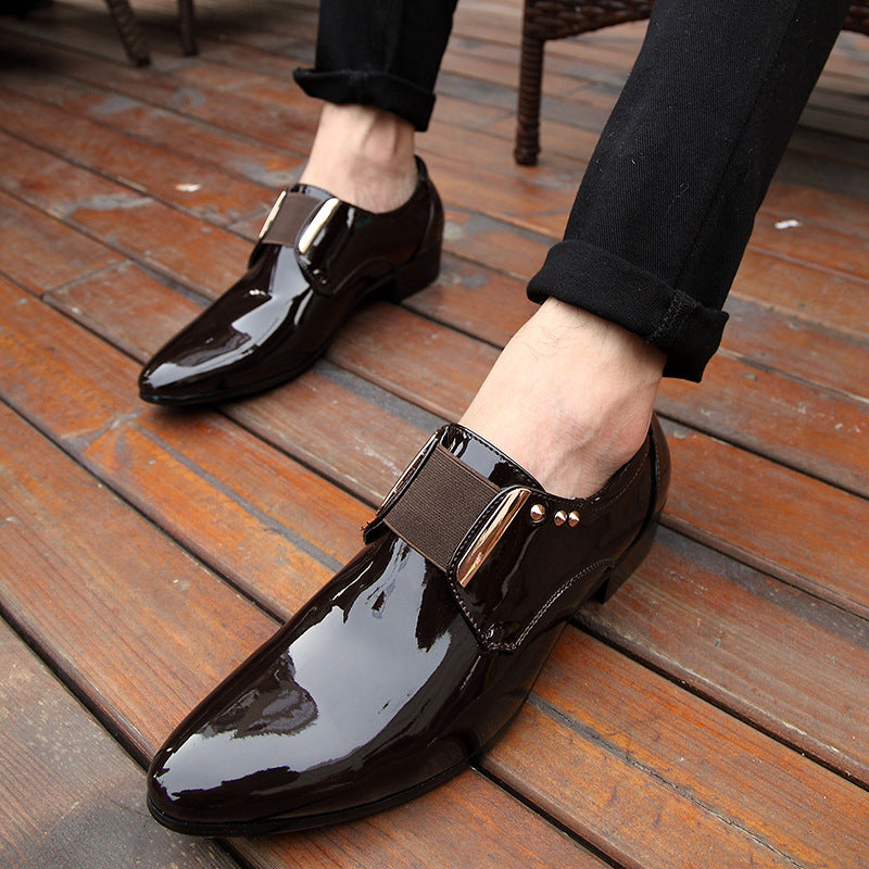 Men's business leather shoes - plus size, new arrival, patent leather, pointed toe, fashionable kore 12