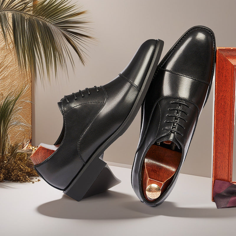 Cross-border 2026 spring/autumn three-panel leather dress shoes for men - anti-slip, business formal
