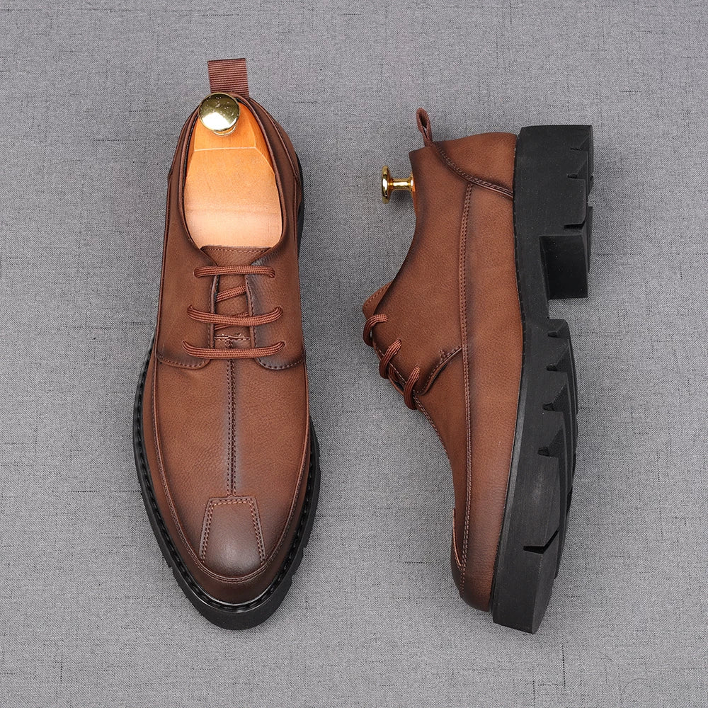 Men's Derby Shoes, Height Increasing, Thick Sole
