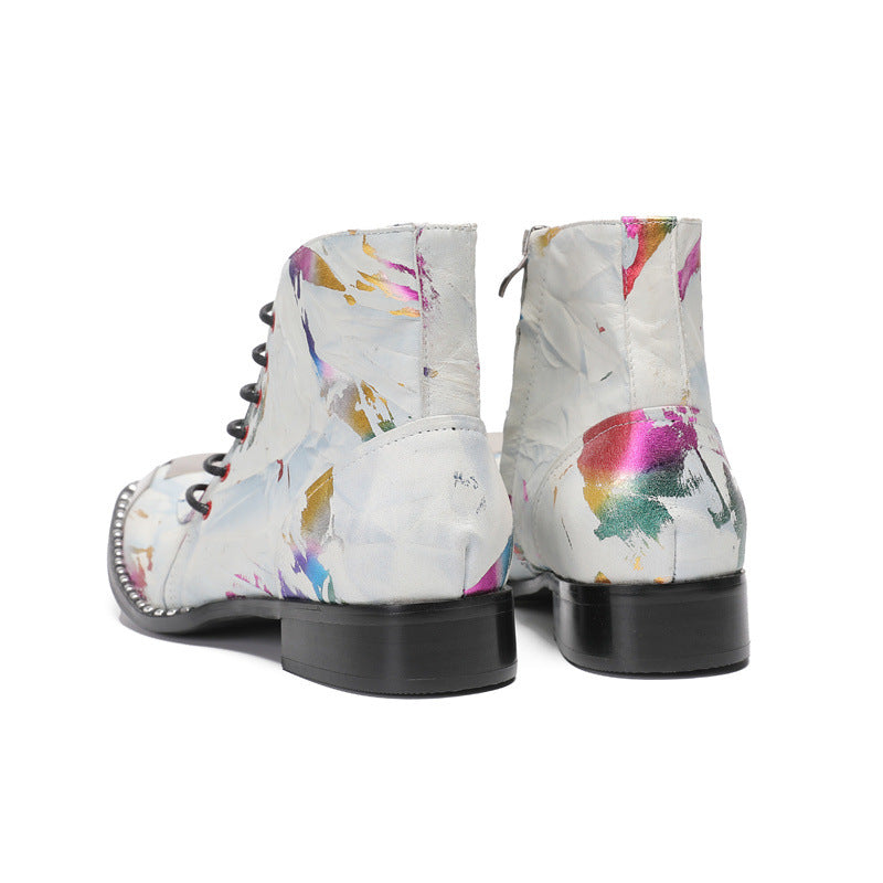 New British style retro old polished handmade shoes cowhide Martin boots trendy boots leather boots soft-soled short boots men's shoes