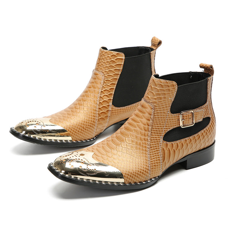 New autumn and winter comfortable cowhide men's shoes Chelsea boots low-cut British style short boots flat-soled Korean style Japanese-style foreign trade shoes