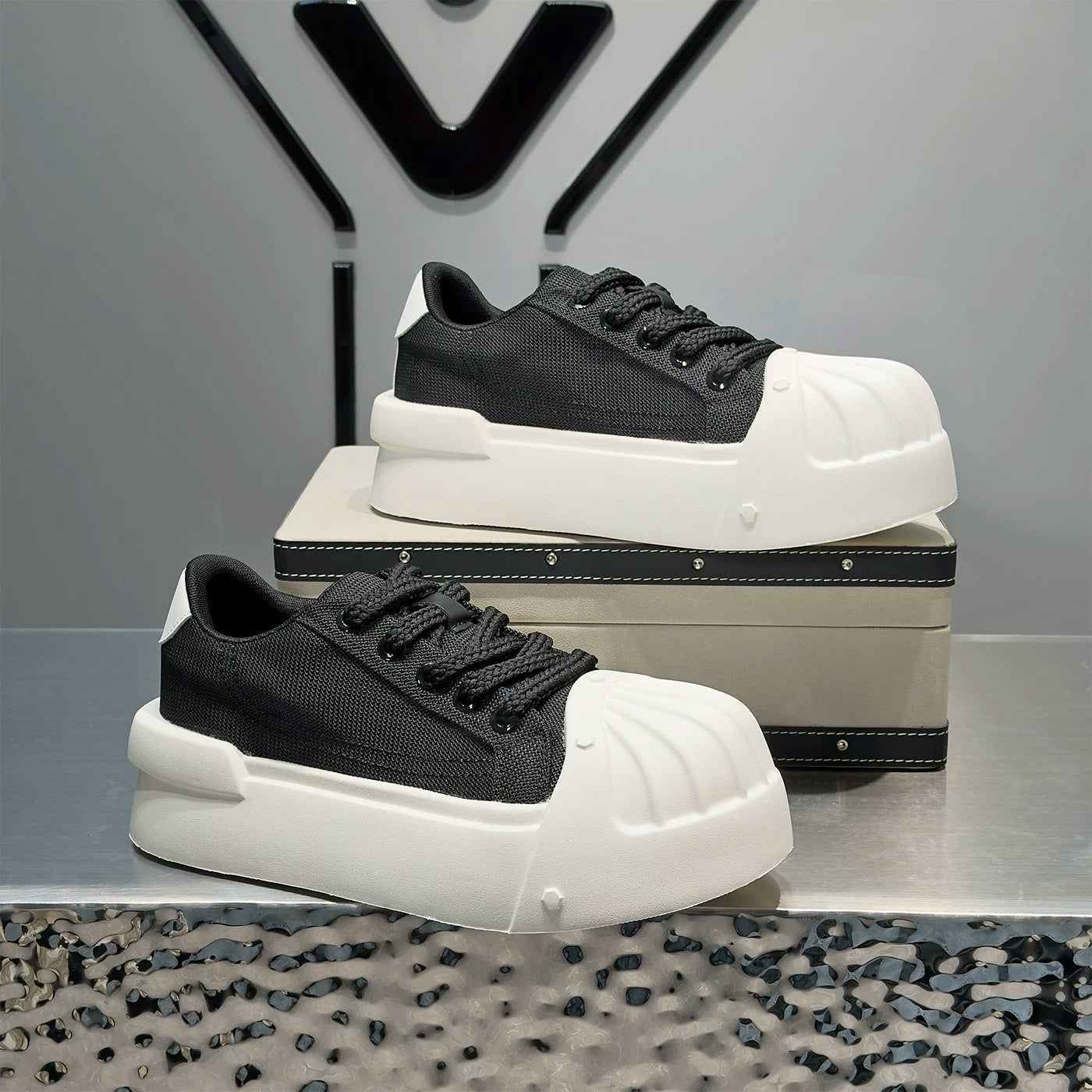 Men's Height-Increasing Platform Low-Top Shell-Toe Trendy Canvas Shoes Summer