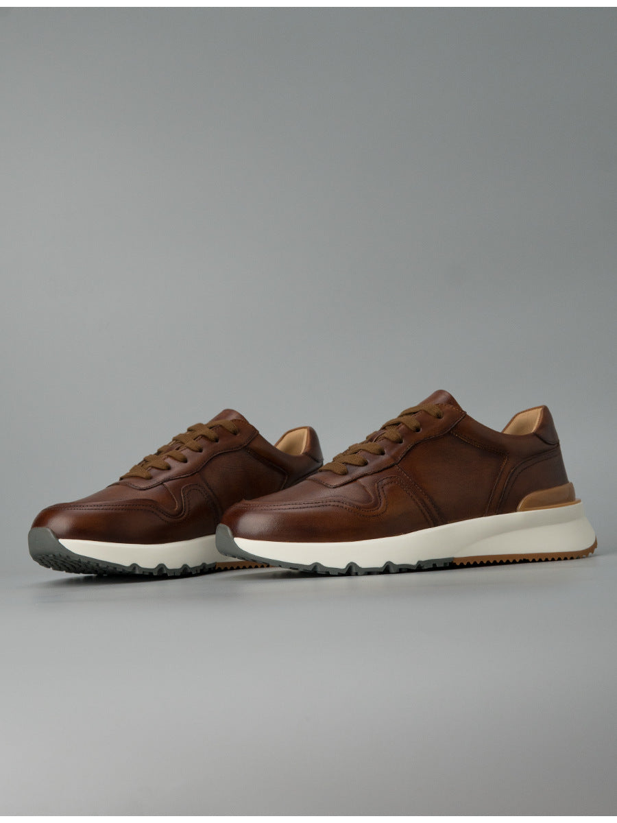 Fashion no. 2 guangzhou thick soleretroclassy handmade shoes genuine leather first layer cowhide argan shoes sports men's trendy shoes