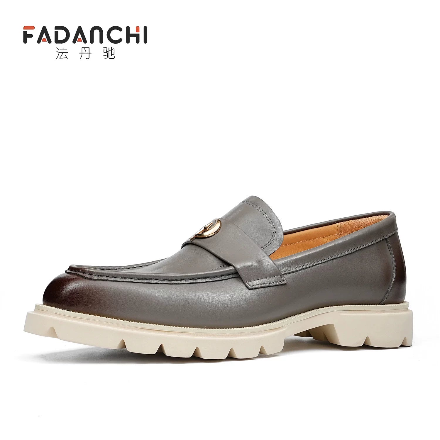 Men's White Genuine Leather Loafers, Height Increasing, Thick Sole