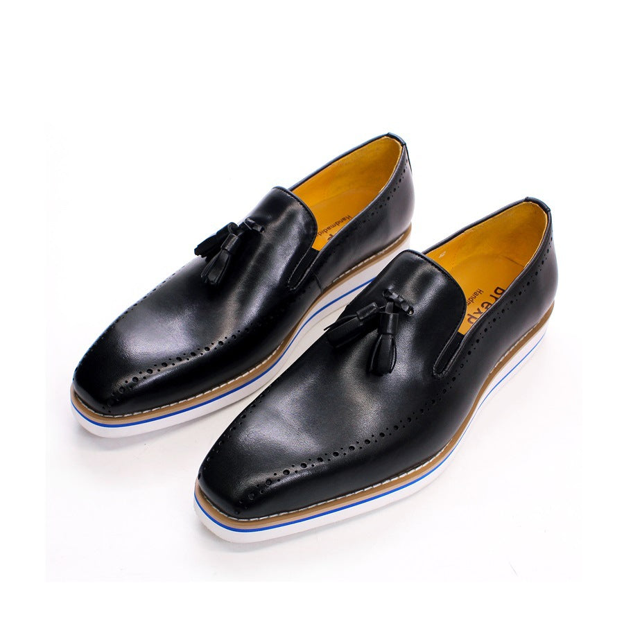 Tassel Loafers Men's Leather Casual Pumps Slip-on British Men Leather Shoes Brown Sneakers Men Shoes