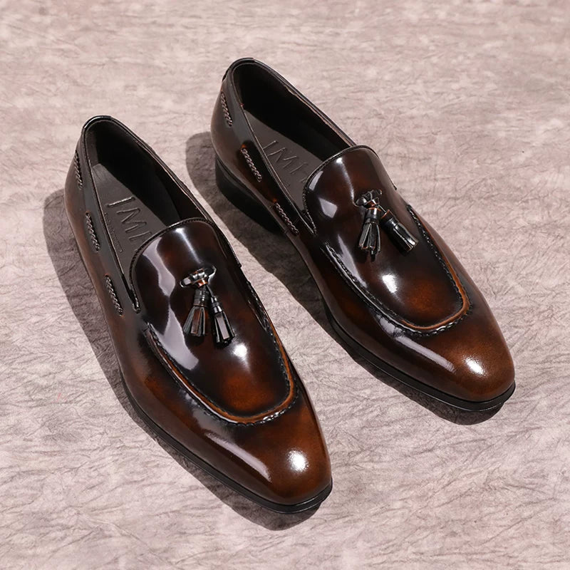 Men's Genuine Leather Loafers, Handmade, Pointed Toe