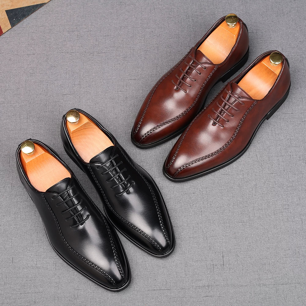 Men's Brown Derby Shoes, Height Increasing, Handmade