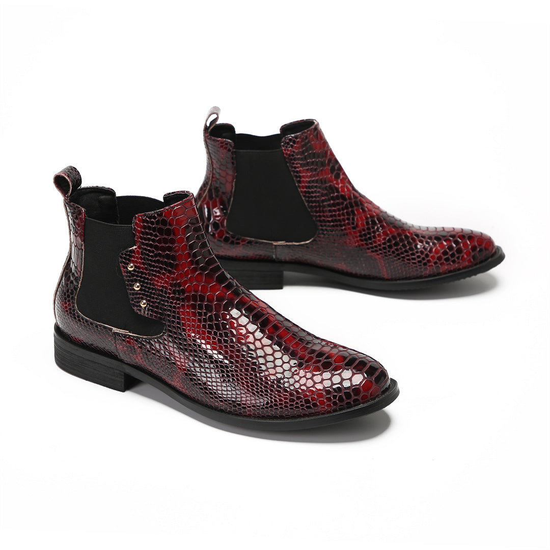 Spring and Autumn new British leather boots men's cowhide business casual high-top leather shoes Korean version pointed short boots men's Martin boots