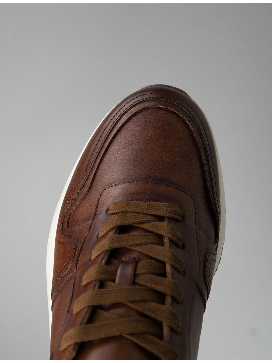 Fashion no. 2 guangzhou thick soleretroclassy handmade shoes genuine leather first layer cowhide argan shoes sports men's trendy shoes