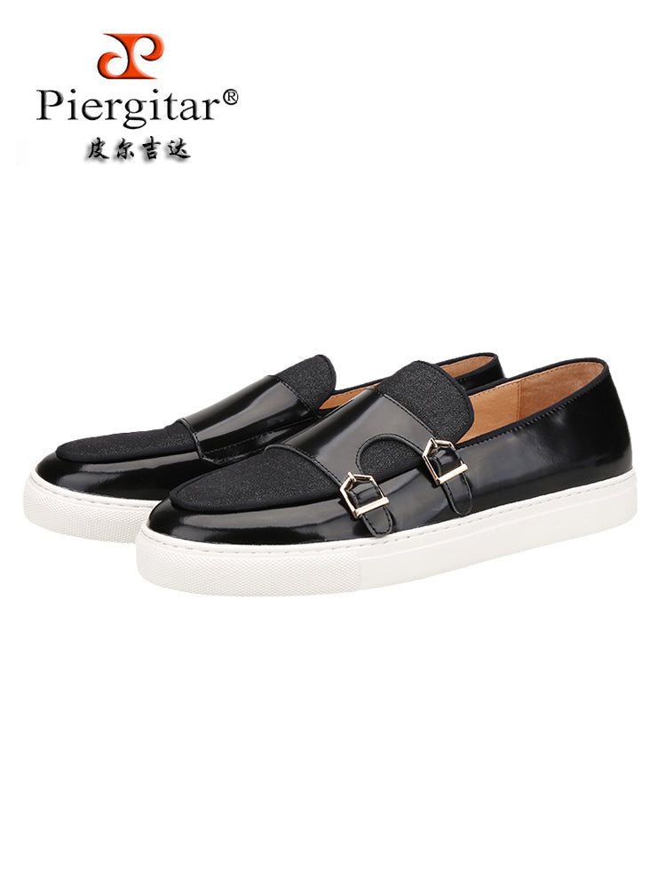 New first-layer cowhide stitching denim men's casual sneakers with genuine leather lining and breathable white thick soles