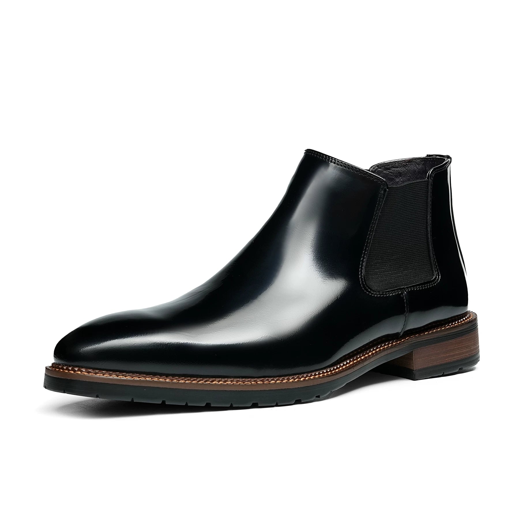 Men's Genuine Leather Martin Boots, Patent Leather, Glossy