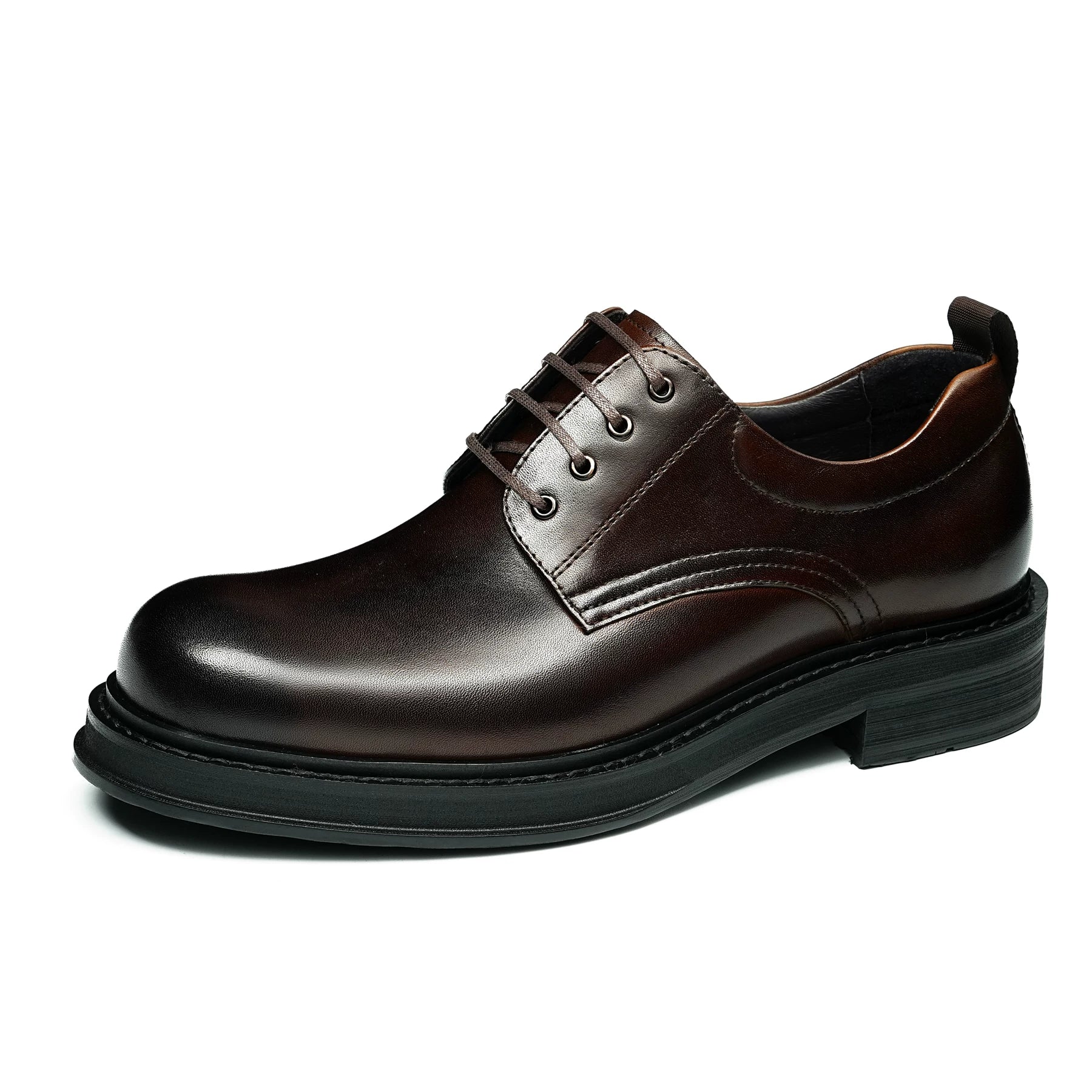 Men's Genuine Leather Derby Shoes, Height Increasing, Thick Sole