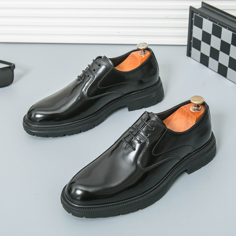 Men's Red Leather Derby Shoes - Casual Business Wear 1
