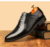 2026 new men's leather dress shoes - lace-up business casual leather shoes - pointed toe british