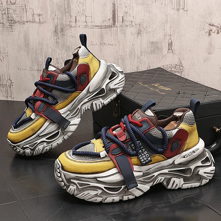 Men's Platform Breathable Retro Trendy Chunky Dad Sneakers 2026 New