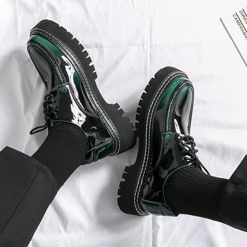 Cross-border mencasual glossy leather shoes men's round toe british patent leather men's shoes busin