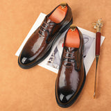new men's pointed-toe british style dress leather shoes, men's leather shoes, men's lace-up