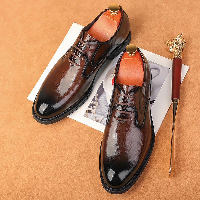 new men's pointed-toe british style dress leather shoes, men's leather shoes, men's lace-up