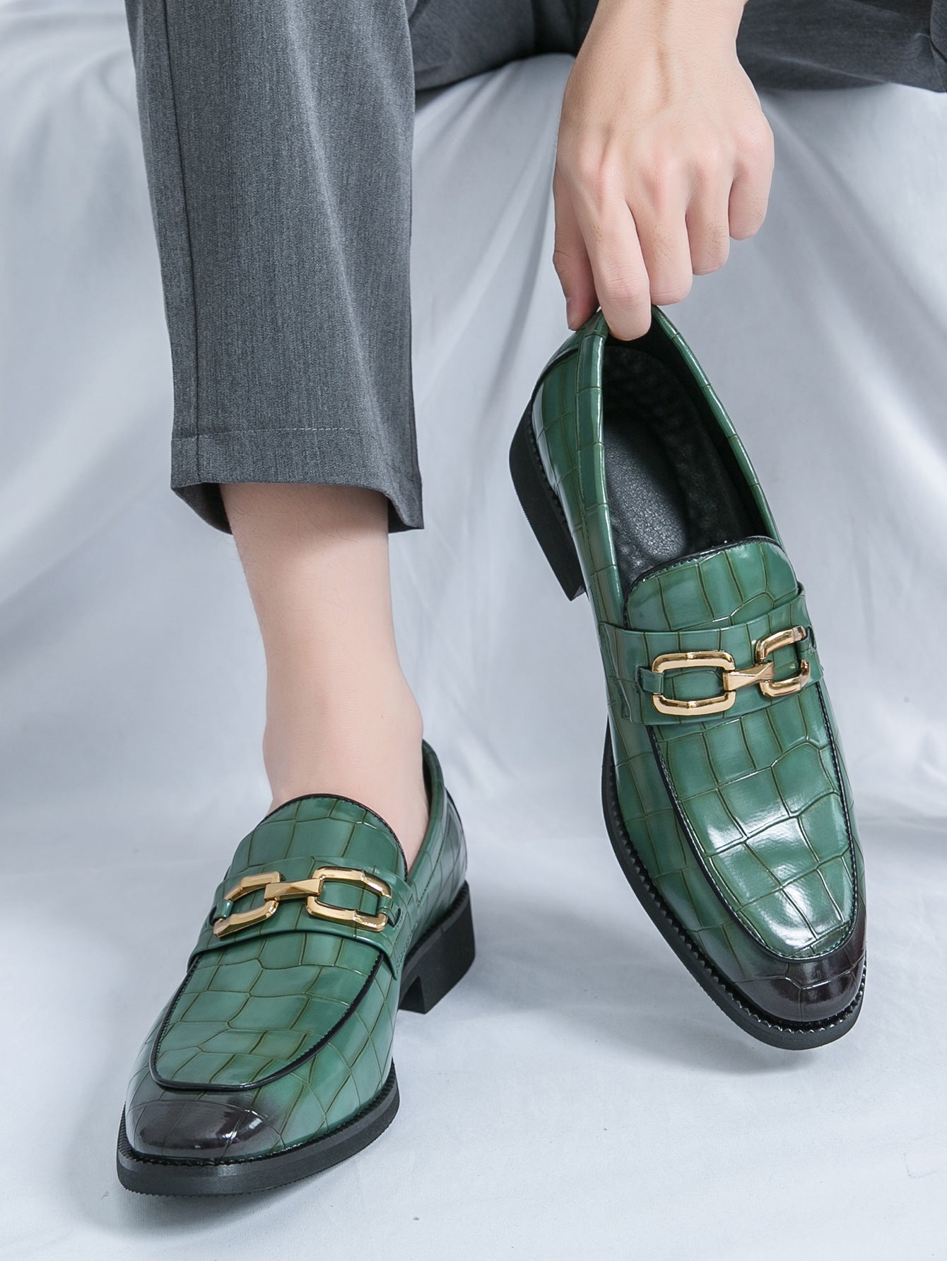 2026 spring cross-border plus size british style men's shoes korean style men's wedding shoes busine 8