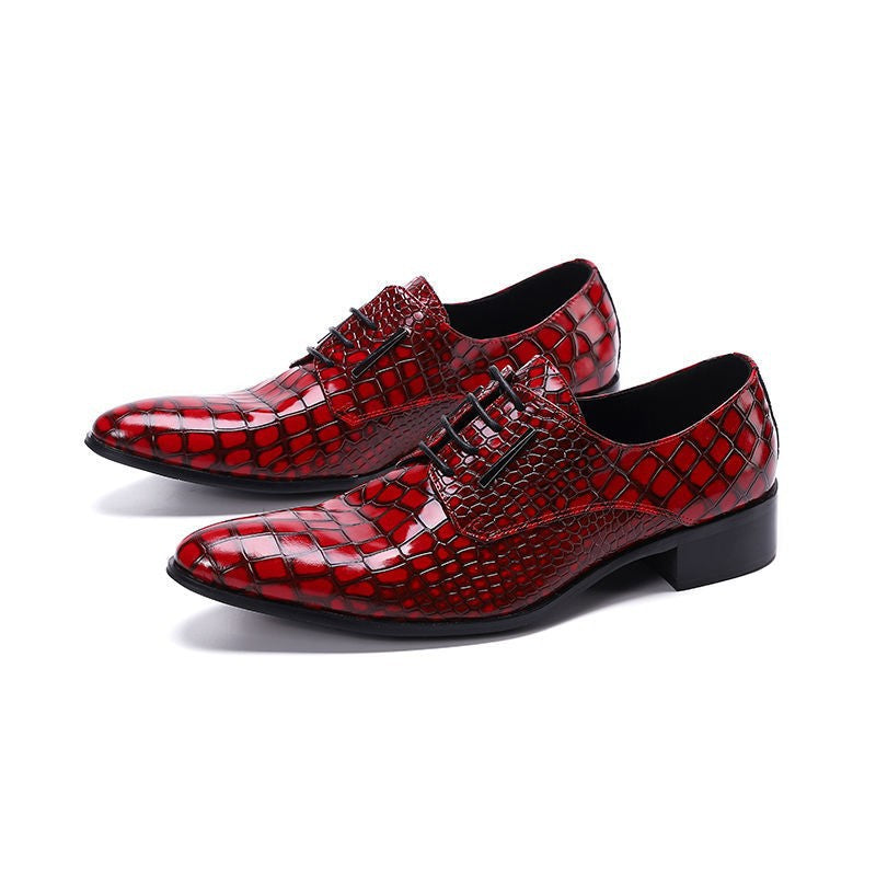 British men's shoes, men's groomsmen's red groom's business formal attire, soft-soled suit, spring casual leather shoes, men's wedding shoes