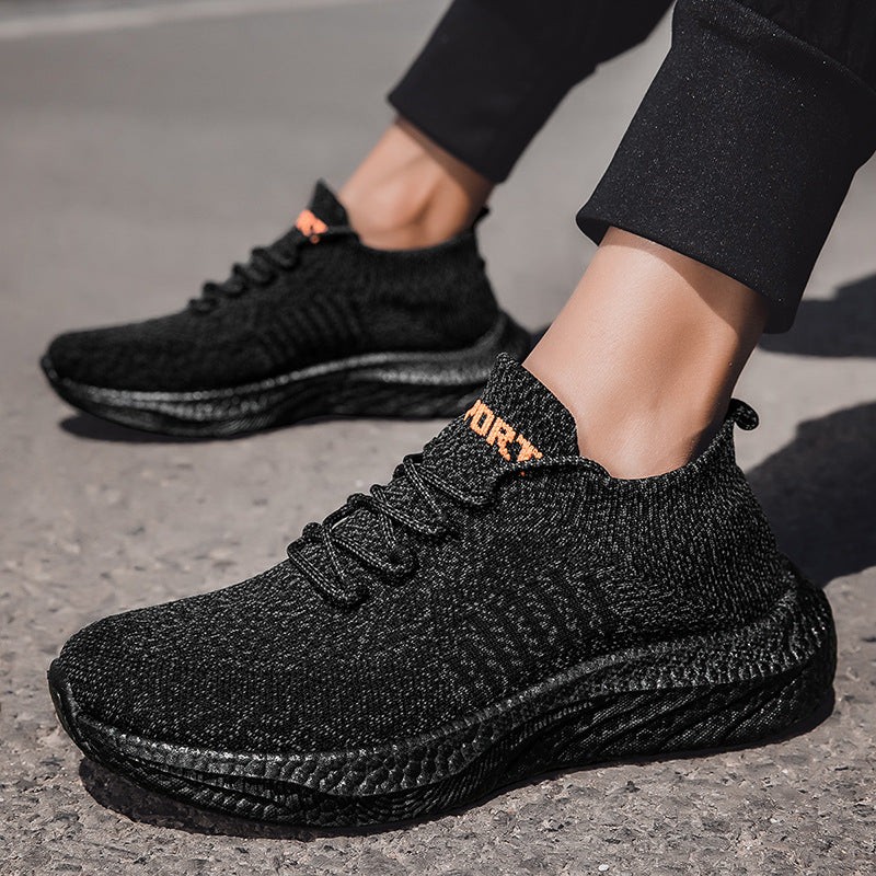 2026 spring new flyknit mesh breathable men's shoes wholesale soft sole comfortable lightweight casual shoes women's shoes