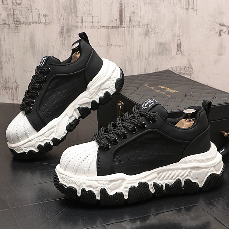 Men's Height-Increasing Lace-Up Low-Top Athletic Casual Trendy Platform Shoes