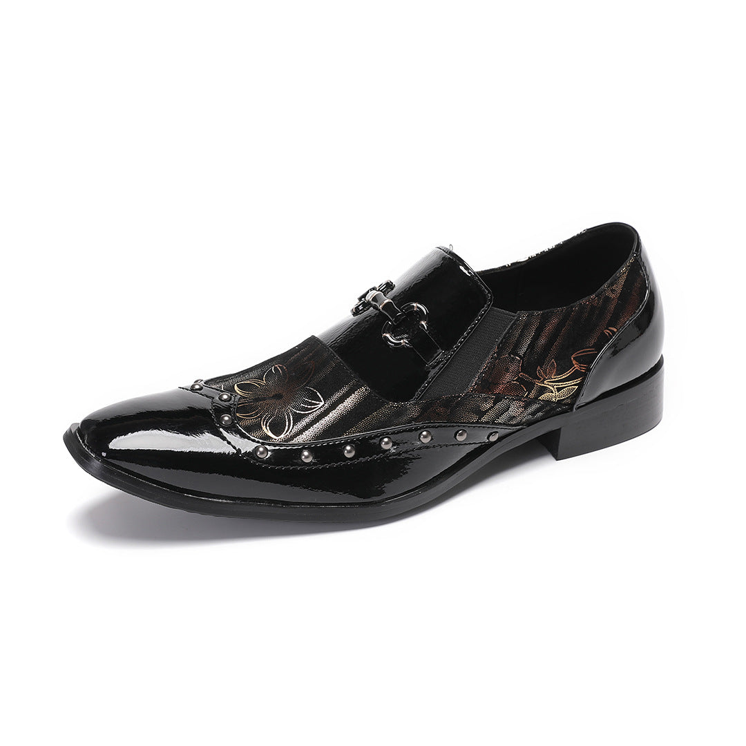 Men's Leather Casual Shoes – Rhinestone Detail, Handmade – Style 28
