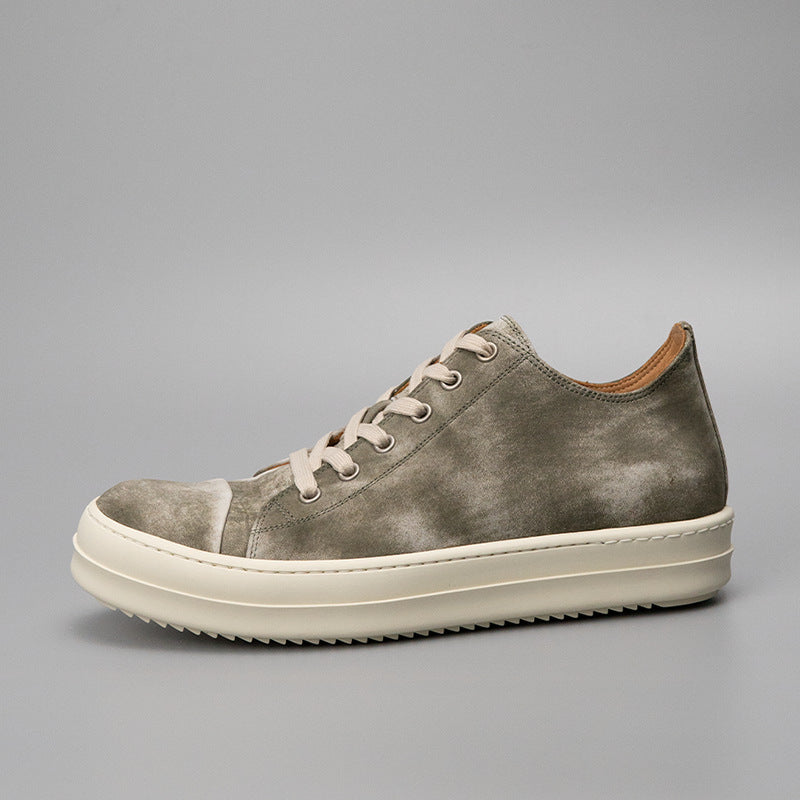 Luochenxing european station retro style trendy versatile genuine leather high-end fashion sneakers athletic casual low-top leather skate shoes