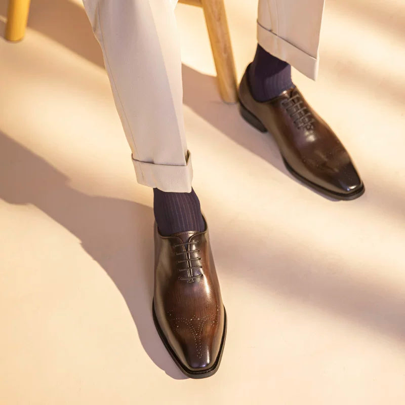 Men's Brown Genuine Leather Leather Shoes, British Style, Business