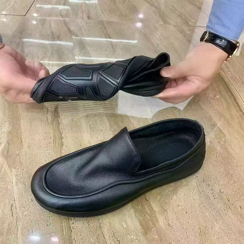 Men's Soft Sole Leather Business Loafers - Black 4