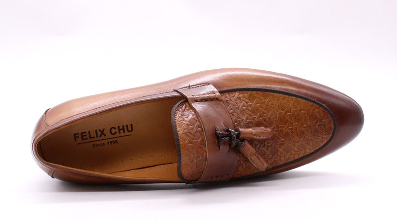 Genuine Leather Slip on British Loafers Men's Fashion Men's Business Office Casual Leather Shoes Trend Men's One Pedal