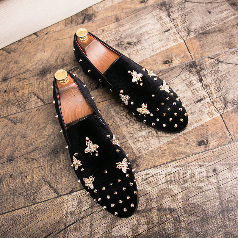 Cross-border hairstylist men's shoes fashion british studded shoes exportplus size slip-on driving