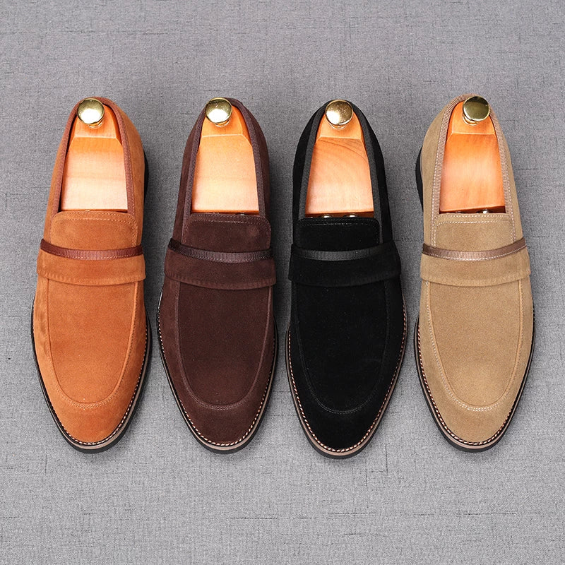 Men's Suede Loafers, Height Increasing, Pointed Toe