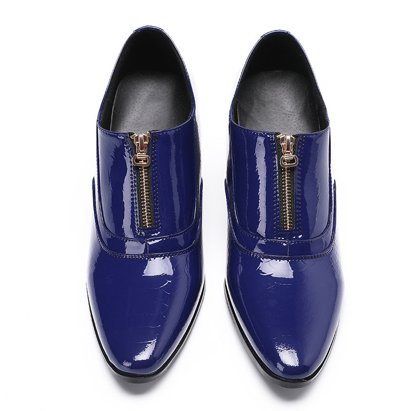 Large upturned toe thick-soled square leather shoes men's platform sole British style retro niche increased casual derby shoes men's fashion