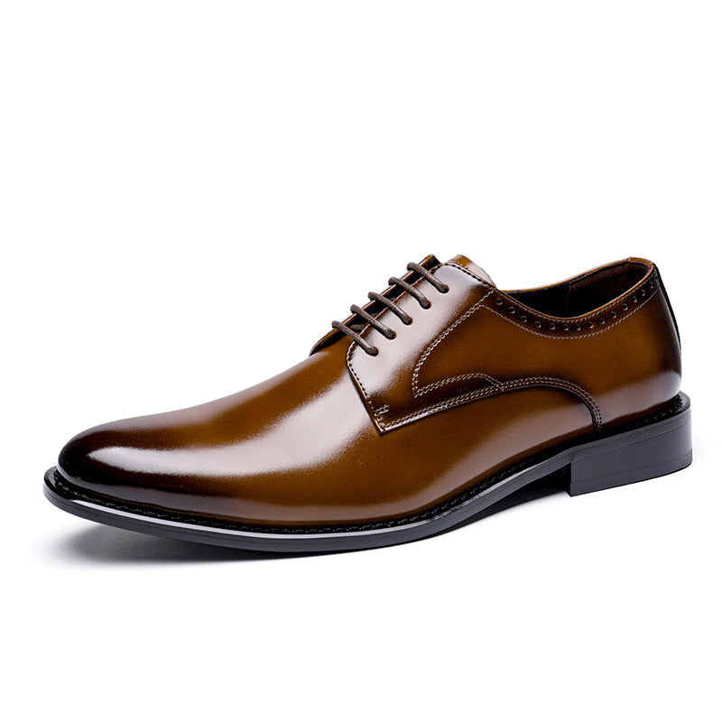 Men's leather dress shoes - genuine leather, british style, smooth upper, formal business derby shoe