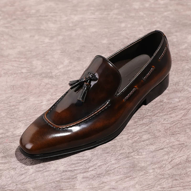 Men's Genuine Leather Loafers, Handmade, Pointed Toe