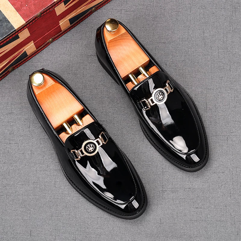 Men's Patent Leather Loafers, Height Increasing, Slip-On