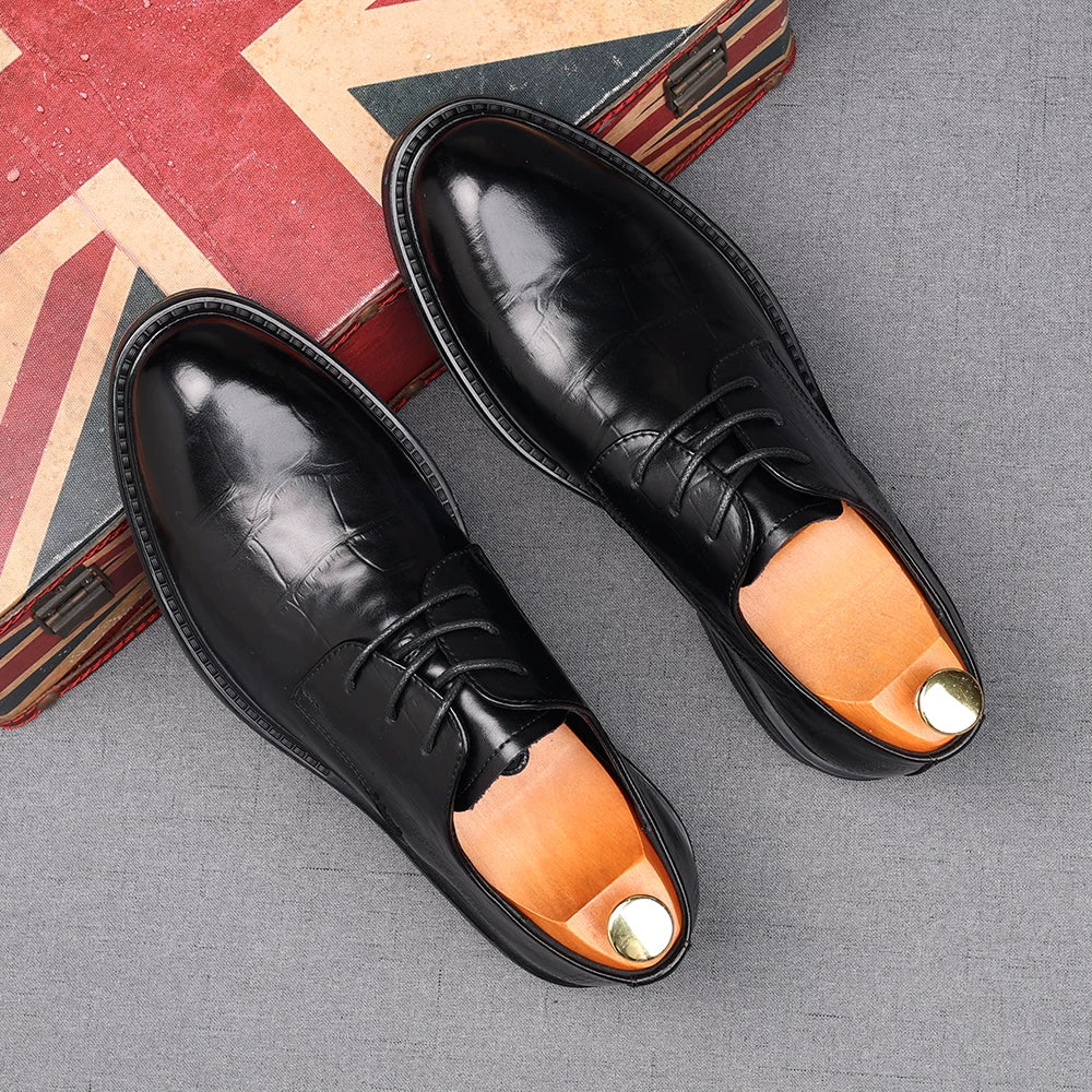 Men's Genuine Leather Derby Shoes, Height Increasing, Business