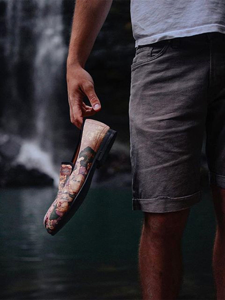 New style luxury map cloth leather lining men's loafers British fashion brand same style slip-on casual shoes