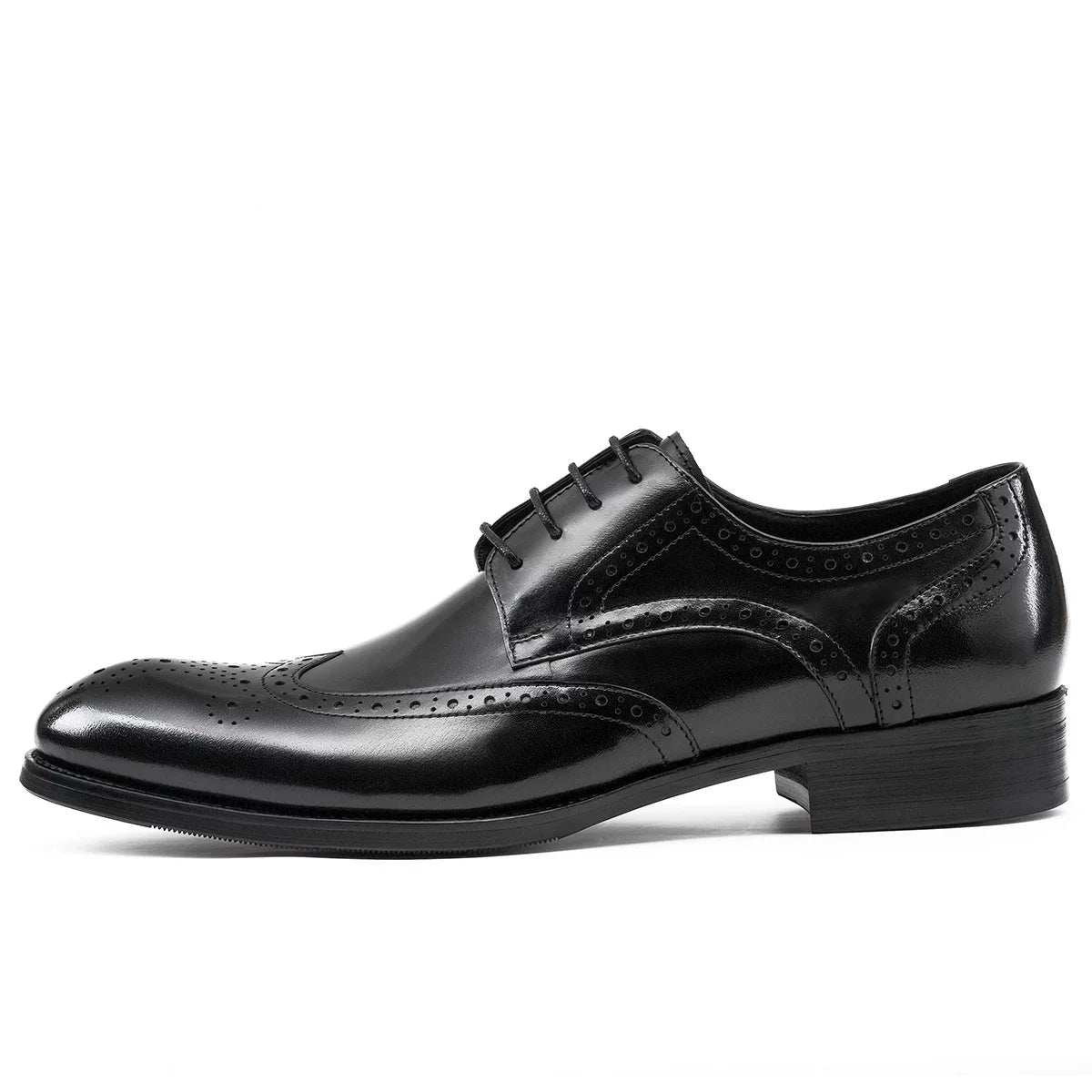 Men's Genuine Leather Derby Shoes, Pointed Toe, Lace-Up