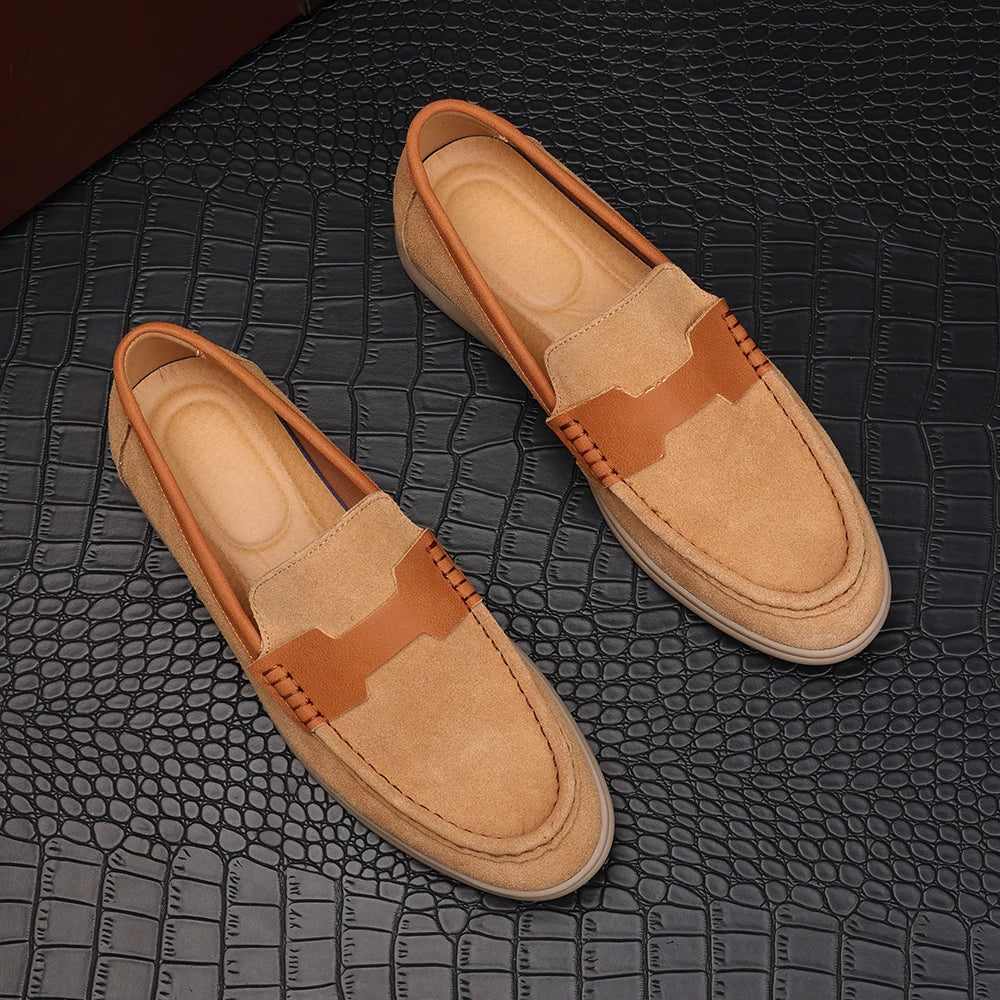 Men's Genuine Leather Loafers, Suede, Slip-On
