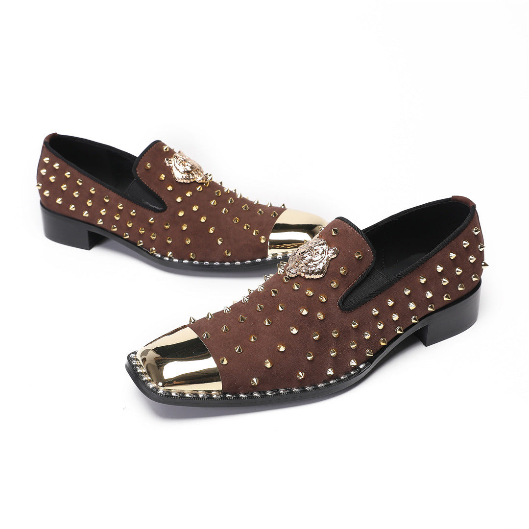 Men's Leather Casual Shoes – Rhinestone Detail – Style 89