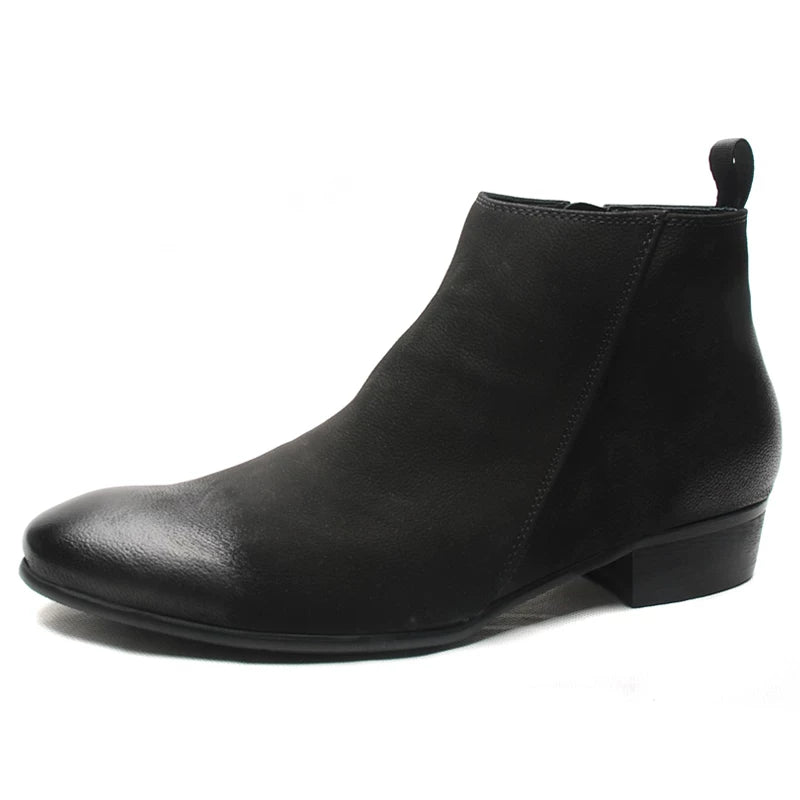 Men's Genuine Leather Martin Boots, Korean Style, Vintage
