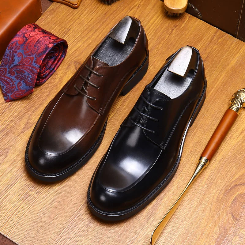 Men's Genuine Leather Leather Shoes, Height Increasing, Thick Sole