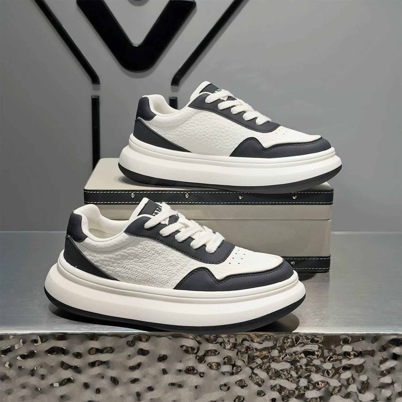 Men's Height-Increasing Platform Trendy White Sneakers 2026 Summer New