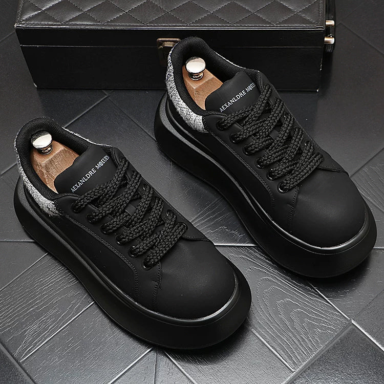 Men's Height-Increasing Platform Trendy White Sneakers 2026 Spring