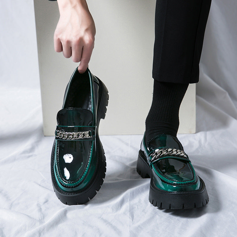 Men's Patent Leather Platform Loafers - Trendy Thick Heel 2
