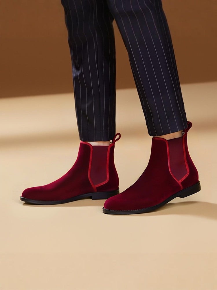 Piergitar new autumn and winter men's imported velvet casual trendy boots British style classic Chelsea boots